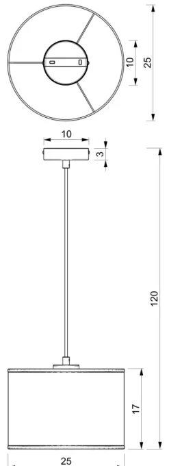 Lampa Wisząca RATTAN Czarny Beżowy Abażur 1xE27 25cm