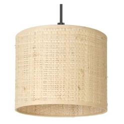 Lampa Wisząca RATTAN Czarny Beżowy Abażur 1xE27 18cm * Luminex Hot
