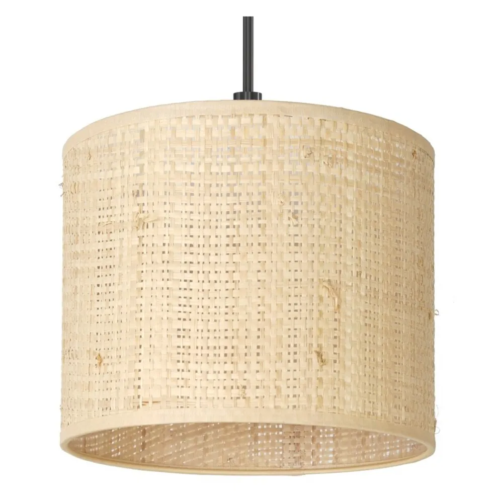 Lampa Wisząca RATTAN Czarny Beżowy Abażur 1xE27 18cm * Luminex Hot
