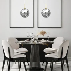 Lampa Wisząca REFLEX Czarny Złoty Szklany Klosz 1xE27 25cm * Eko-light Clearance