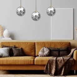 Lampa Wisząca REFLEX Czarny Złoty Szklane Klosze 3xE14 * Eko-light