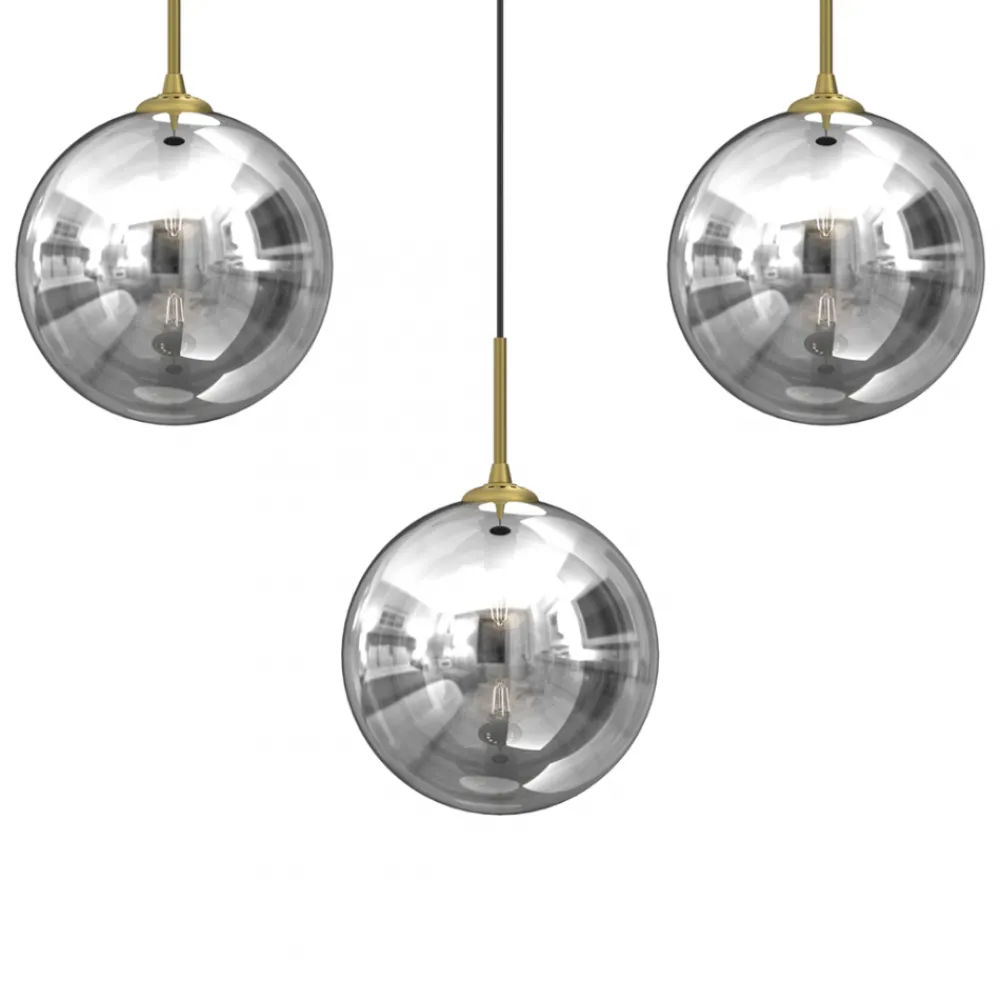 Lampa Wisząca REFLEX Czarny Złoty Szklane Klosze 3xE14 * Eko-light