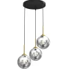 Lampa Wisząca REFLEX Czarny Złoty Szklane Klosze Koło 3xE14 * Eko-light Best