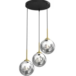 Lampa Wisząca REFLEX Czarny Złoty Szklane Klosze Koło 3xE14 * Eko-light Best