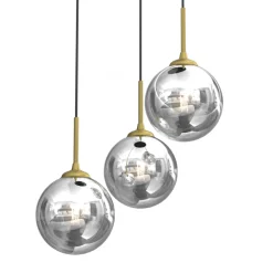 Lampa Wisząca REFLEX Czarny Złoty Szklane Klosze Koło 3xE14 * Eko-light Best