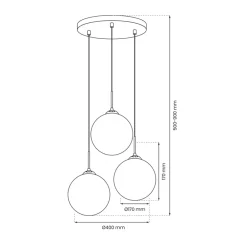 Lampa Wisząca REFLEX Czarny Złoty Szklane Klosze Koło 3xE14 * Eko-light Best