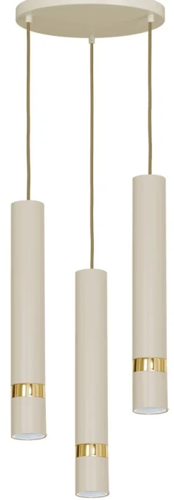 Lampa Wisząca RENO Beżowy Złoty 3xGU10 * Luminex