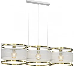 Lampa Wisząca RIM Biały Złoty Metalowy Klosz 3xE27 * Luminex