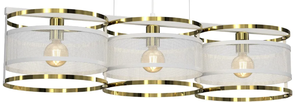Lampa Wisząca RIM Biały Złoty Metalowy Klosz 3xE27 * Luminex