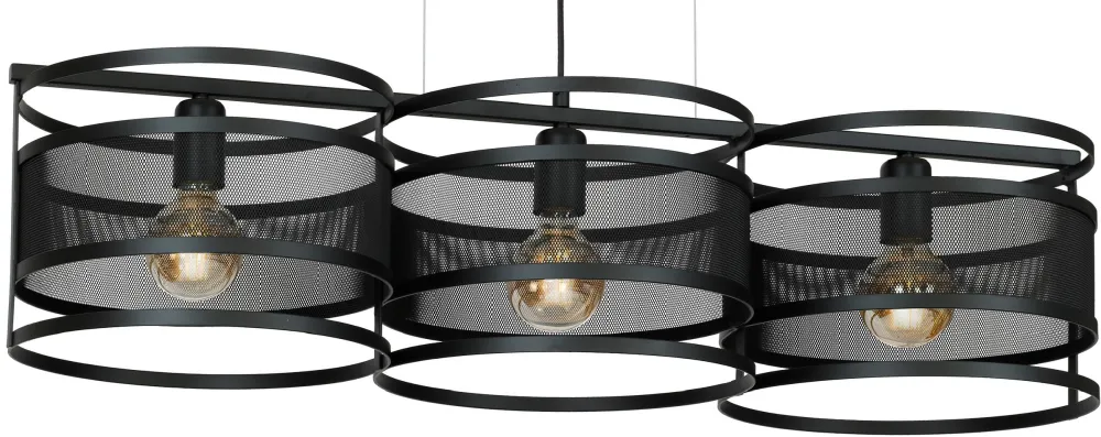 Lampa Wisząca RIM Czarny Metalowy Klosz 3xE27 * Luminex Clearance