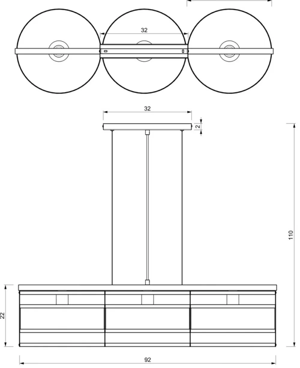 Lampa Wisząca RIM Czarny Metalowy Klosz 3xE27 * Luminex Clearance