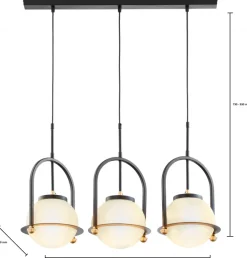 Lampa Wisząca ROSSO Czarny Szklane Klosze 3xE27 * Jupiter Best