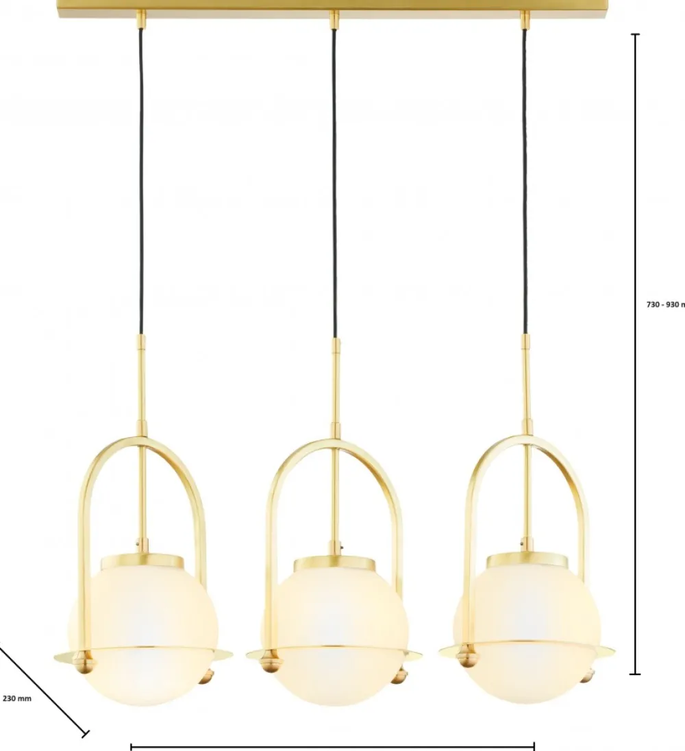 Lampa Wisząca ROSSO Złoty Szklane Klosze 3xE27 * Jupiter Hot