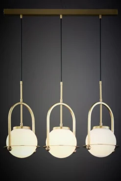 Lampa Wisząca ROSSO Złoty Szklane Klosze 3xE27 * Jupiter Hot