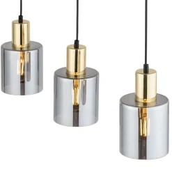 Lampa Wisząca SIERRA Czarny Złoty Szklane Klosze 3xE27 * TK Lighting New