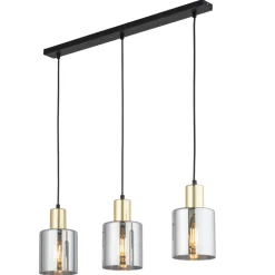 Lampa Wisząca SIERRA Czarny Złoty Szklane Klosze 3xE27 * TK Lighting New