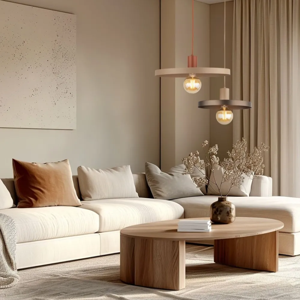 Lampa wisząca SILA sabia beżowa brązowa 1xE27 30 cm * TK Lighting