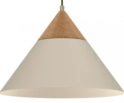 Lampa Wisząca SINGLE Beżowy Brązowy Metalowy Klosz 1xE27 39cm * Luminex Clearance