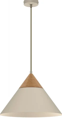 Lampa Wisząca SINGLE Beżowy Brązowy Metalowy Klosz 1xE27 39cm * Luminex Clearance