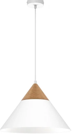 Lampa Wisząca SINGLE Biały Brązowy Metalowy Klosz 1xE27 39cm