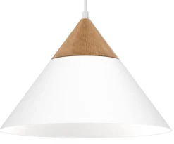 Lampa Wisząca SINGLE Biały Brązowy Metalowy Klosz 1xE27 39cm