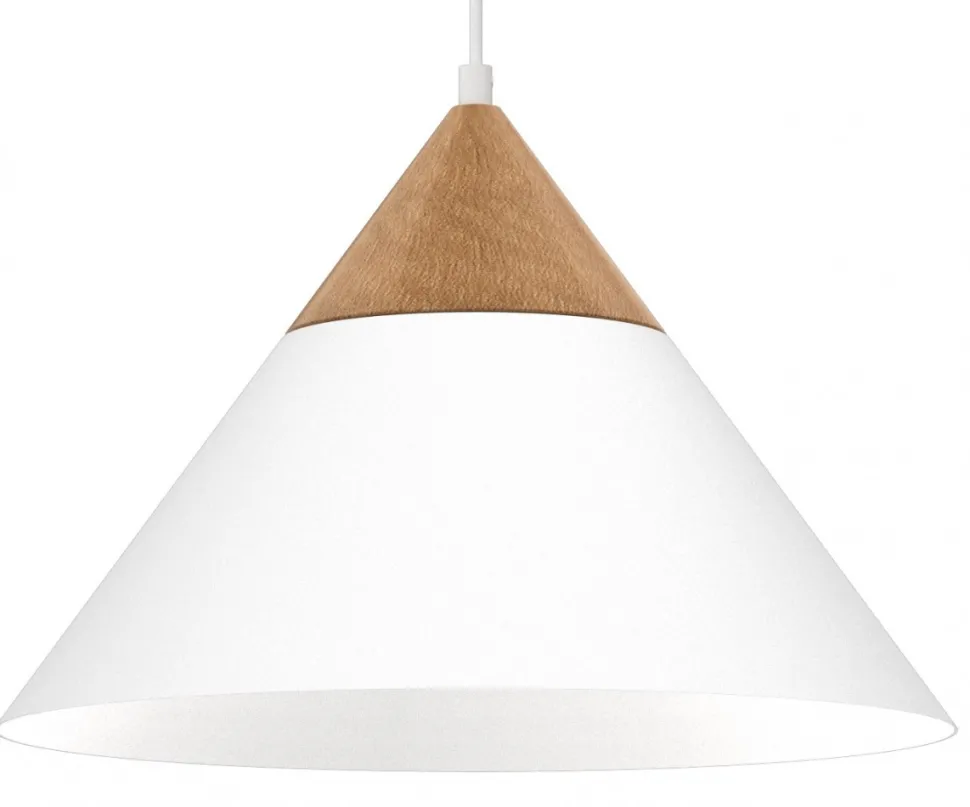 Lampa Wisząca SINGLE Biały Brązowy Metalowy Klosz 1xE27 39cm