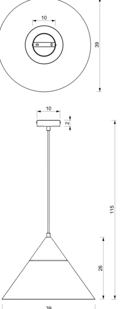 Lampa Wisząca SINGLE Czarny Brązowy Metalowy Klosz 1xE27 39cm