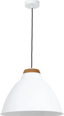 Lampa Wisząca SKAL Biały Brązowy Metalowy Klosz 1xE27 40cm