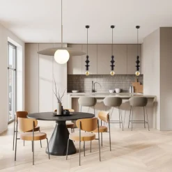 Lampa wisząca SLATE sabia beżowa klosz biały 1xE27 * TK Lighting Sale