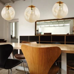 Lampa Wisząca SOL Czarny Amber Szklany Klosz 1xE27 35cm * TK Lighting Sale