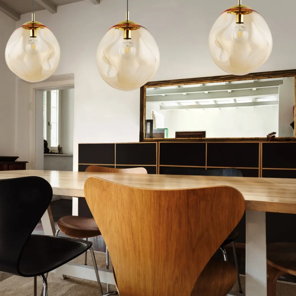 Lampa Wisząca SOL Czarny Amber Szklany Klosz 1xE27 35cm * TK Lighting Sale