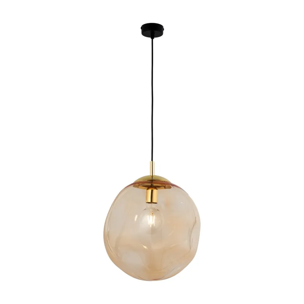 Lampa Wisząca SOL Czarny Amber Szklany Klosz 1xE27 35cm * TK Lighting Sale