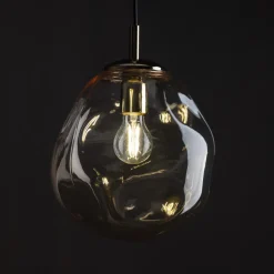 Lampa Wisząca SOL Czarny Bursztynowy Szklany Klosz 1xE27 25cm * TK Lighting Sale