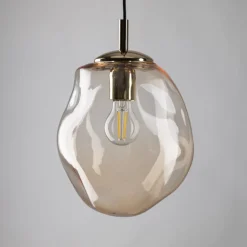 Lampa Wisząca SOL Czarny Bursztynowy Szklany Klosz 1xE27 25cm * TK Lighting Sale