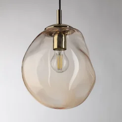 Lampa Wisząca SOL Czarny Bursztynowy Szklany Klosz 1xE27 25cm * TK Lighting Sale
