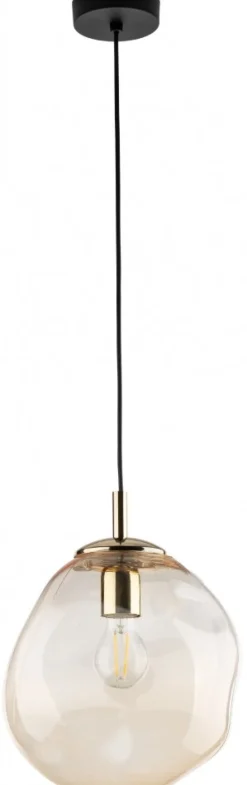 Lampa Wisząca SOL Czarny Bursztynowy Szklany Klosz 1xE27 25cm * TK Lighting Sale