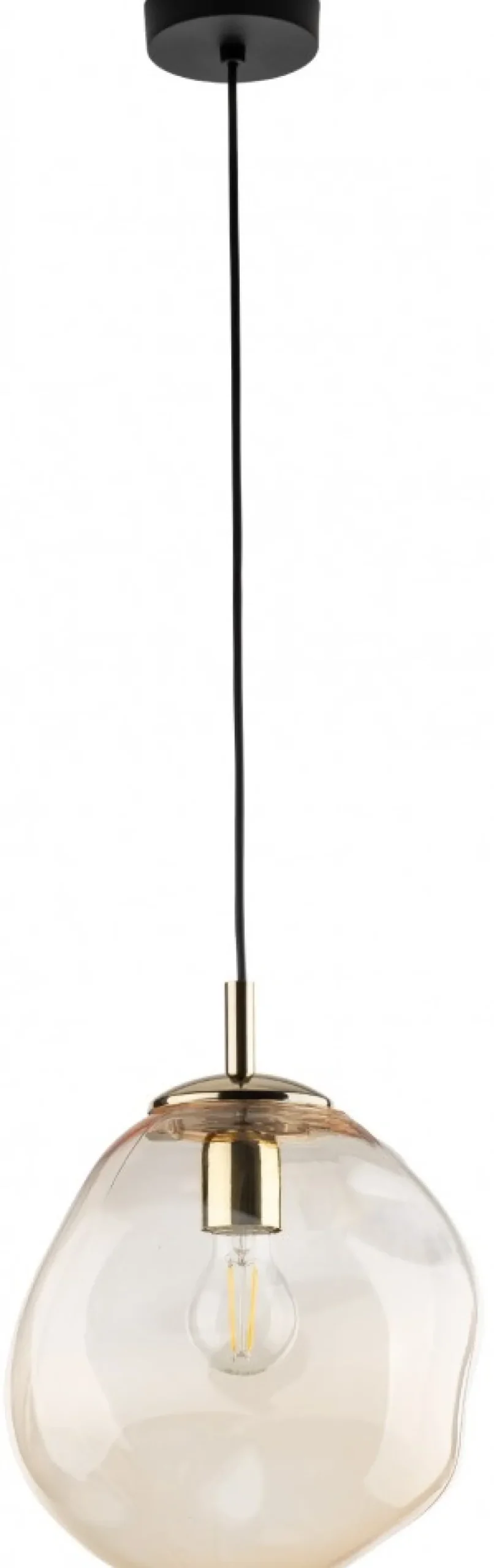 Lampa Wisząca SOL Czarny Bursztynowy Szklany Klosz 1xE27 25cm * TK Lighting Sale