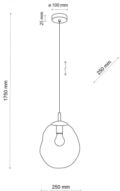 Lampa Wisząca SOL Czarny Bursztynowy Szklany Klosz 1xE27 25cm * TK Lighting Sale