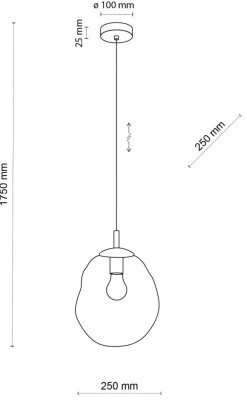 Lampa Wisząca SOL Czarny Grafitowy Szklany Klosz 1xE27 25cm * TK Lighting Online