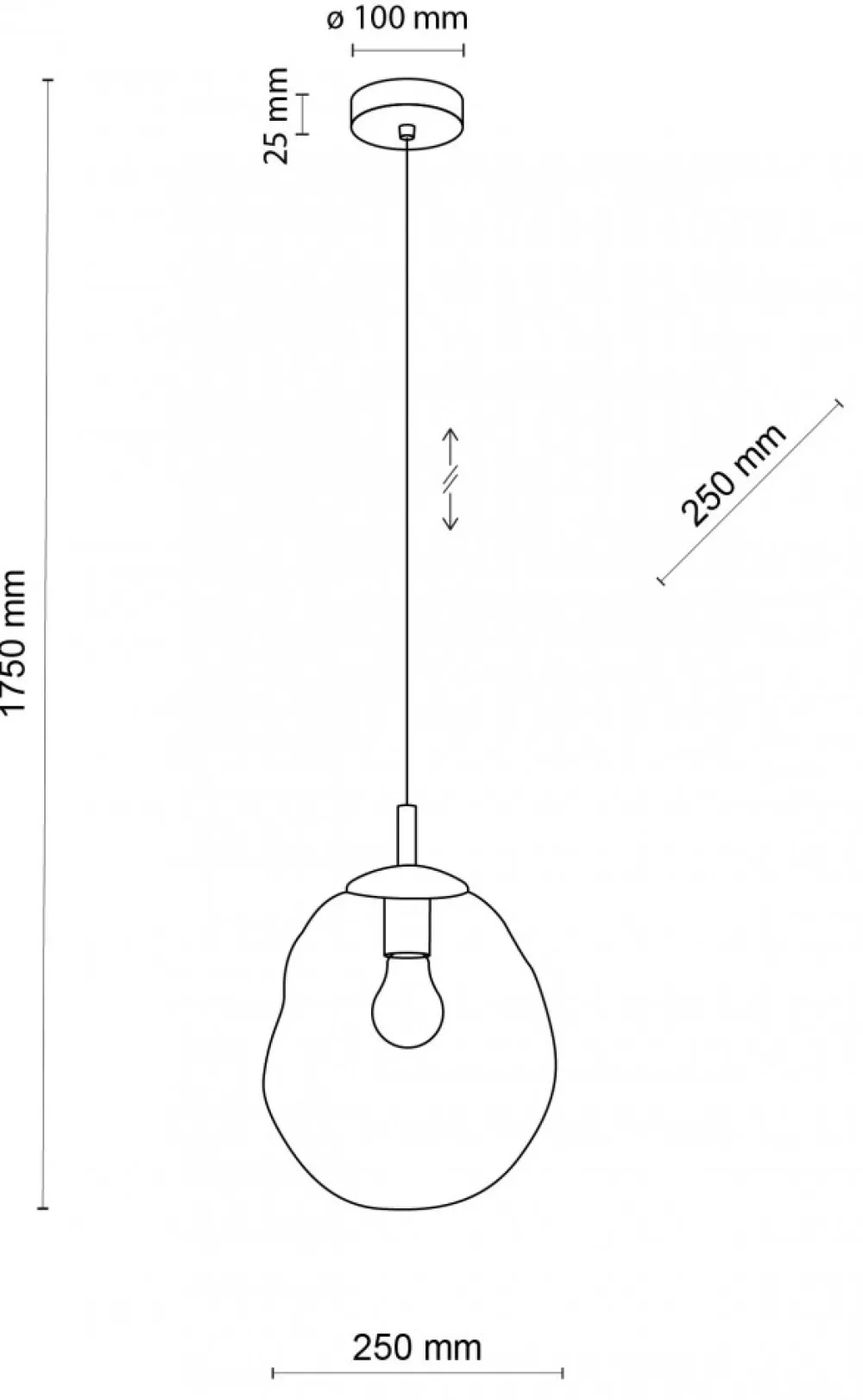 Lampa Wisząca SOL Czarny Grafitowy Szklany Klosz 1xE27 25cm * TK Lighting Online