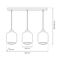 Lampa Wisząca SOMBRA Czarny Brązowy Szklane Klosze 3xE27 * Eko-light Hot