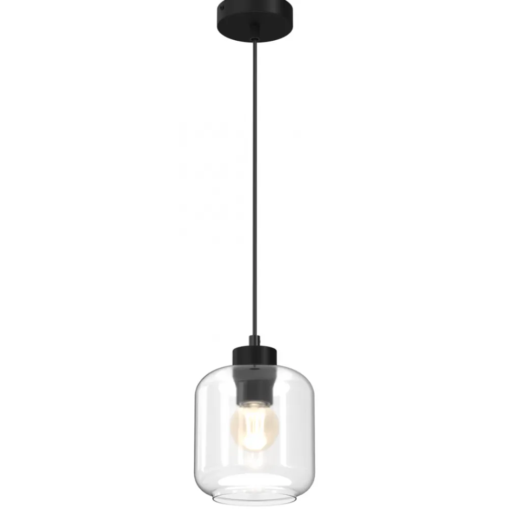 Lampa Wisząca SOMBRA Czarny Transparentny Szklany Klosz 1xE27 16cm * Eko-light Discount