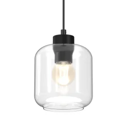 Lampa Wisząca SOMBRA Czarny Transparentny Szklany Klosz 1xE27 16cm * Eko-light Discount