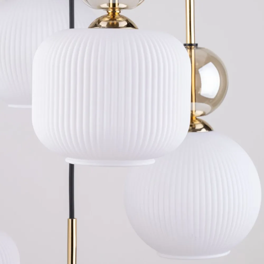 Lampa wisząca SOPHIA czarna klosz biały 5xE14 * TK Lighting Clearance