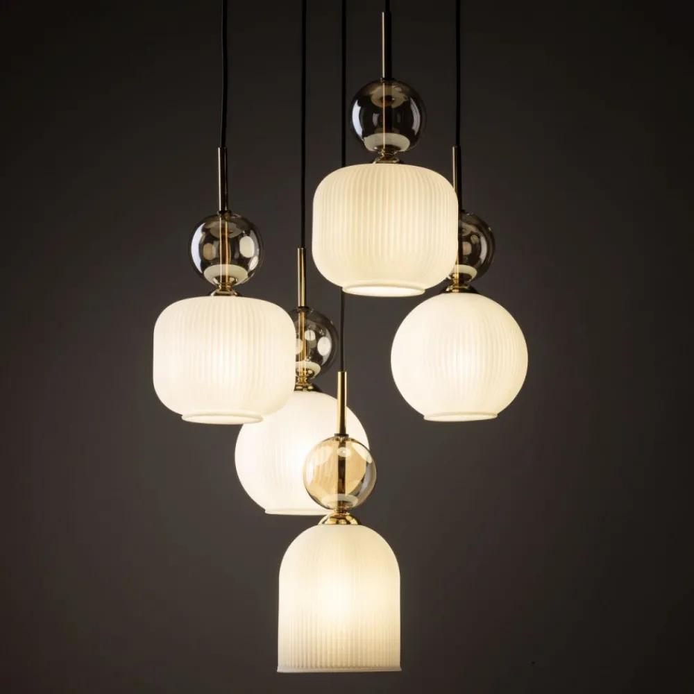 Lampa wisząca SOPHIA czarna klosz biały 5xE14 * TK Lighting Clearance