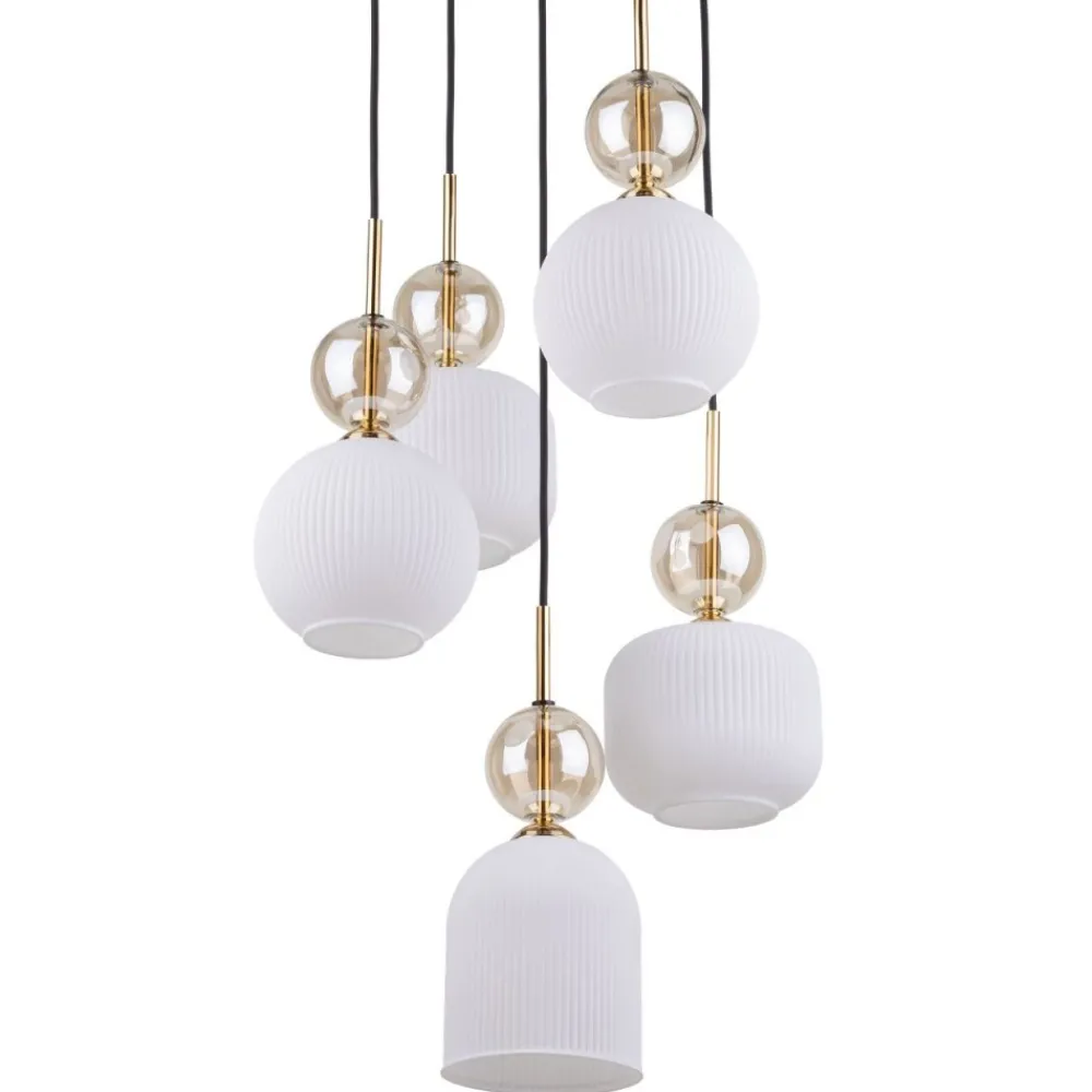 Lampa wisząca SOPHIA czarna klosz biały 5xE14 * TK Lighting Clearance
