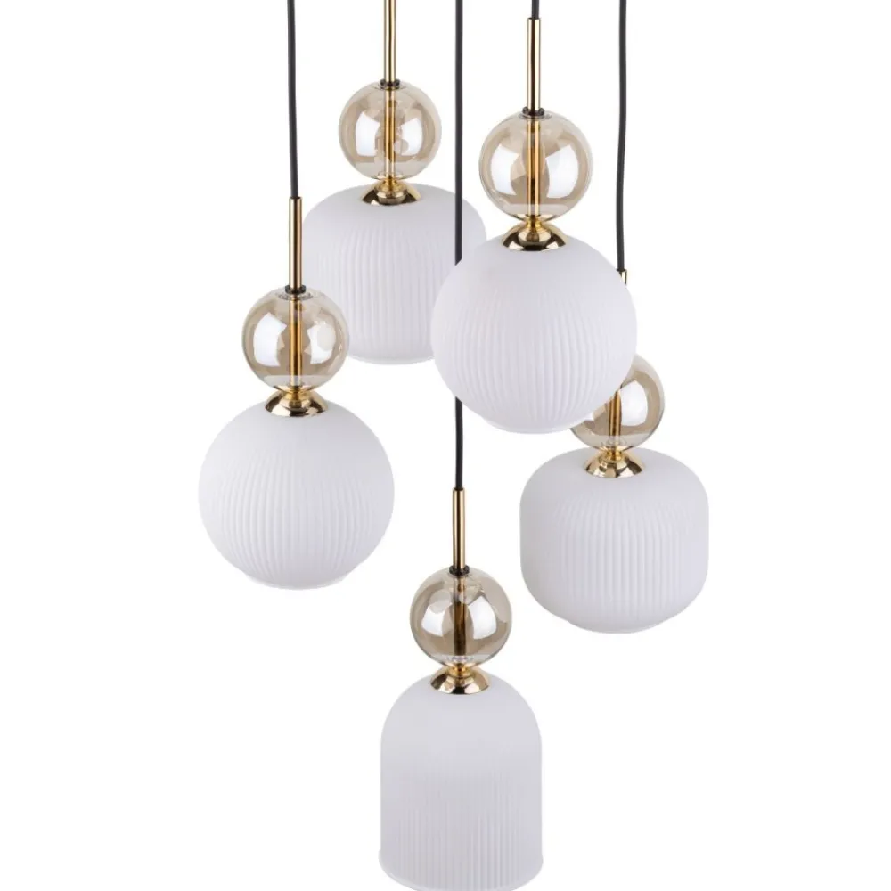 Lampa wisząca SOPHIA czarna klosz biały 5xE14 * TK Lighting Clearance