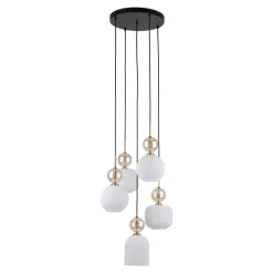 Lampa wisząca SOPHIA czarna klosz biały 5xE14 * TK Lighting Clearance