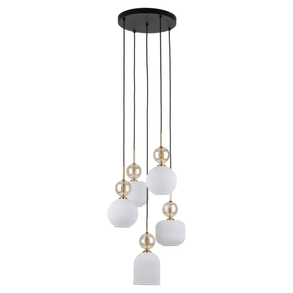 Lampa wisząca SOPHIA czarna klosz biały 5xE14 * TK Lighting Clearance