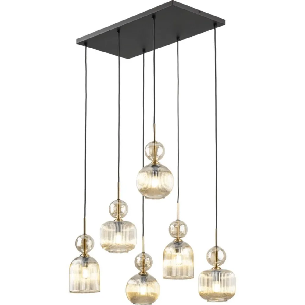 Lampa wisząca SOPHIA czarna klosz beżowy 6xE14 * TK Lighting Best